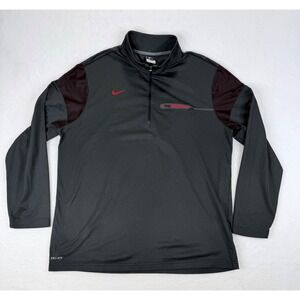 Nike Houston Basketball Dri-FIT 1/4 Zip Pullover Mens XXL Grey Red Training Top